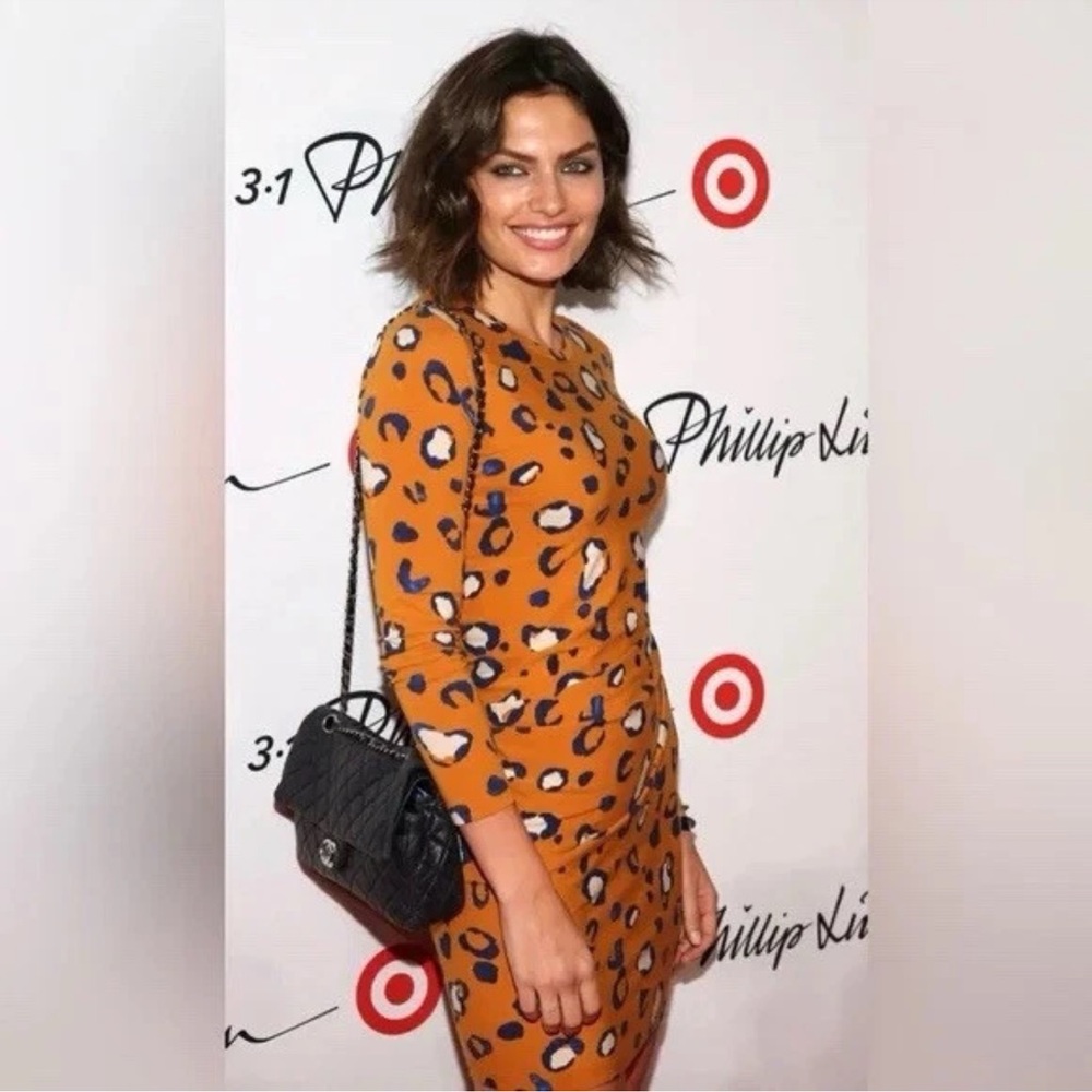 3.1 Phillip Lim For Target Dress XL Animal Print Ruched Side Long Sleeve NEW
